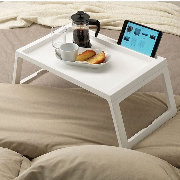 Ikea Klipsk Bed Tray Foldable Legs Durable White Breakfast Laptop Tablet Stand - Picture 1 of 7